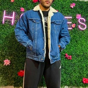 Vintage fluffy jean jacket size M